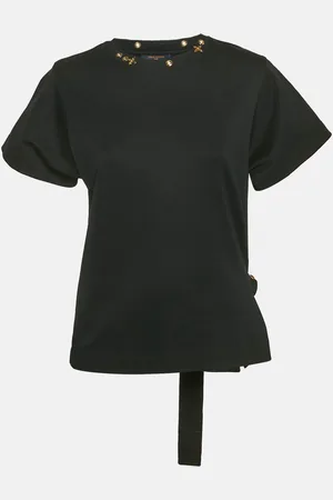 LOUIS VUITTON Jersey Logo Detail Neck T-Shirt S
