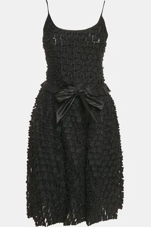 Emporio Armani Embroidered Organza Tie-Up Detail Sleeveless Mini Dress S