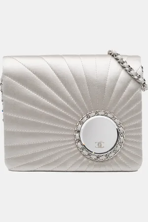 CHANEL Satin Embellished Mirror Flap with Chain