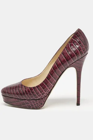 Jimmy Choo Croc Embossed Leather Cosmic Pumps Size 38.5