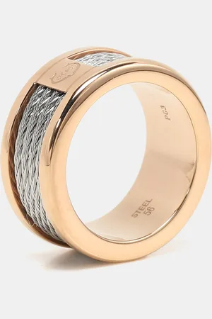 Charriol Rose/Silver Tone Steel Forever Band Ring 56
