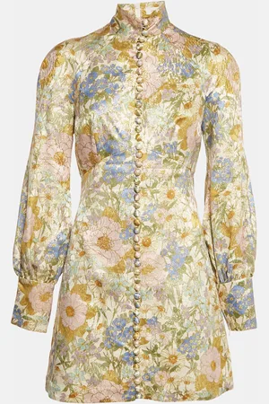 ZIMMERMANN Lurex Cotton Blend Long Sleeve Mini Dress S