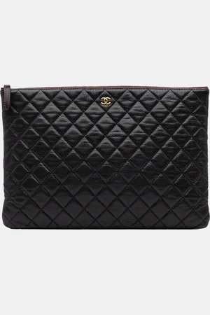 CHANEL Large Quilted Caviar O Case Clutch