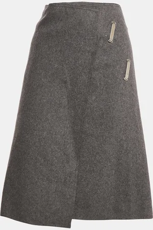 Céline Wool Asymmetric Wrap Pencil Skirt S
