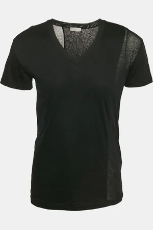 Dior Sheer Panelled Jersey V-Neck T-Shirt S