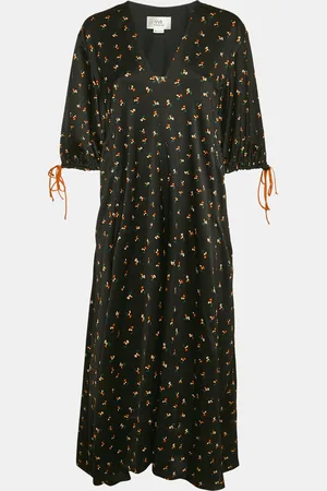 Victoria Beckham Floral Print Textured Crepe Midi Dress L