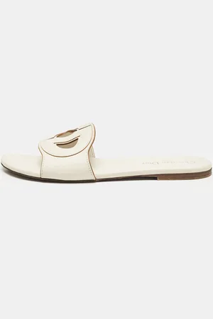 Dior Leather D Club Flat Slide Sandals Size 39