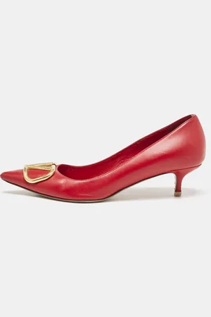 VALENTINO Leather VLogo Pointed Toe Pumps Size 37.5