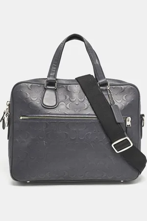 Coach Signature Embossed Leather Hudson Briefcase Laptop Bag