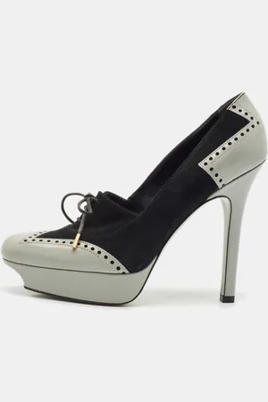 Gucci /Grey Suede and Leather Oxford Lace Platform Pumps Size 39