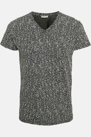 Dior Textured Abstract Print Jersey V-Neck T-Shirt XS