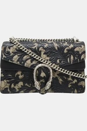 Gucci Black PVC Leather Dionysus Arabesque GG Supreme Chain Bag