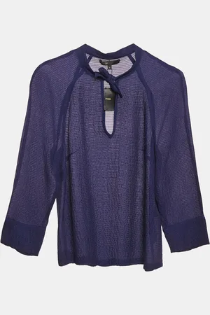 Maje Textured Silk Tie-Up Neck Detail Top S