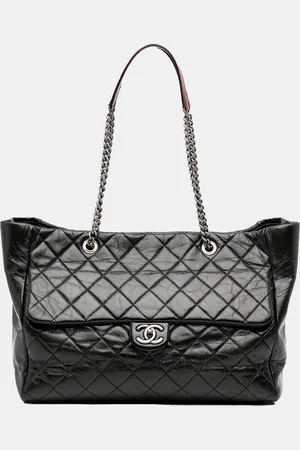 CHANEL Large Quilted Glazed Calfskin Duo Color Tote