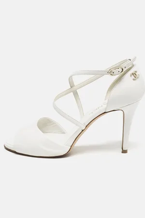 CHANEL Leather Ankle Strap Sandals Size 39