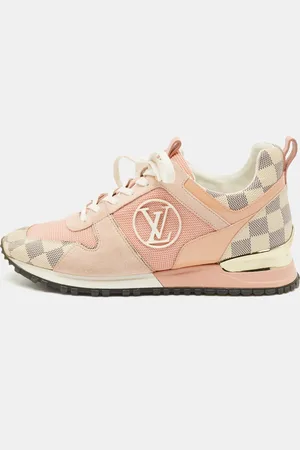 LOUIS VUITTON Suede, Mesh and Damier Azur Canvas Run Away Sneakers Size 37.5