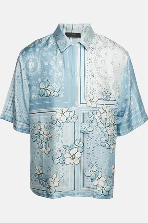 AMIRI Bandana Floral Print Silk Short Sleeve Shirt XXL
