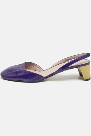 Gucci Eel Leather Block Heel Slingback Pumps Size 40