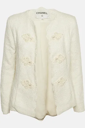 CHANEL Tweed Beads Embellished Jacket S
