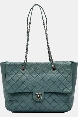 CHANEL Large CC Quilted Washed Lambskin Front Flap Tote