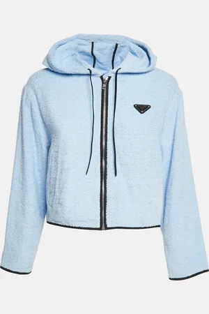 Prada Terry Cotton Logo Plaque Hooded Jacket S