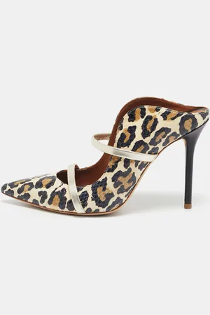 MALONE SOULIERS Snakeskin and Leather Maureen Pointed Toe Mules Size 37.5