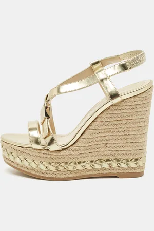Dior Leather Espadrille Wedge Sandals Size 36.5