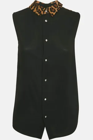 Miu Miu Crepe Contrast Collar Detail Sleeveless Top S