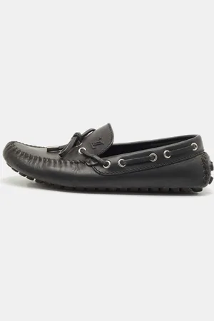 LOUIS VUITTON Leather Bow Slip On Loafers Size 39