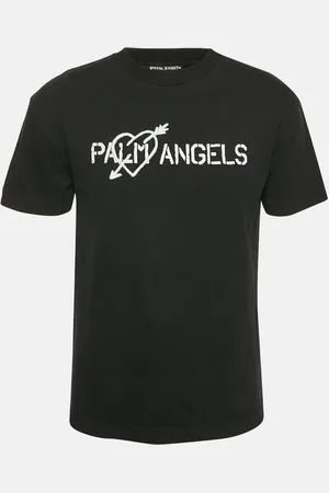 Palm Angels Logo Print and Heart Embroidery Cotton Crew Neck T-Shirt S