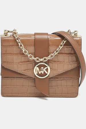 Michael Kors Croc Embossed Leather Small Greenwich Crossbody Bag