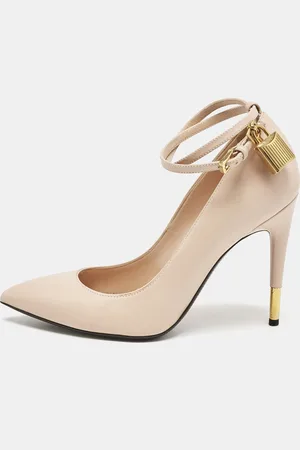 Tom Ford Leather Pointed Toe Padlock Ankle Strap Pumps Size 38.5