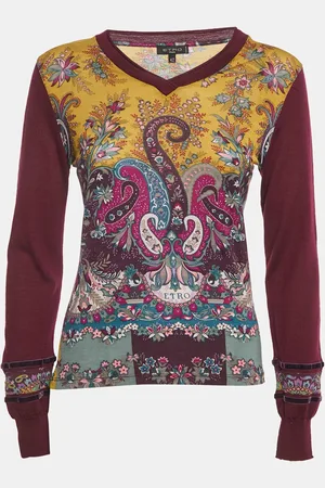 Etro /Yellow Paisley Pattern Wool Knit Sweatshirt M