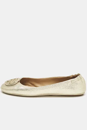 Tory Burch Metallic Leather Reva Scrunch Ballet Flats Size 39.5