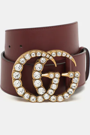 Gucci Leather GG Crystals Wide Belt 75CM
