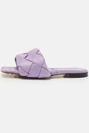 Bottega Veneta Intrecciato Leather Flat Slides Size 37.5