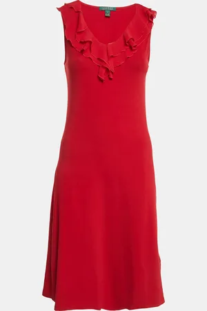 Ralph Lauren Cotton Blend Knit Ruffled Short Dress S