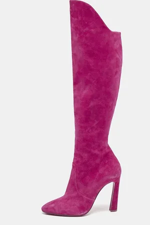 Christian Louboutin Rose Suede Zip Up Knee Length Boots Size 39