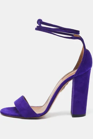 Aquazzura Suede City Ankle Wrap Block Heel Sandals Size 39