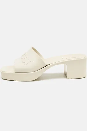 Gucci Rubber Block Heel Slide Sandals Size 35