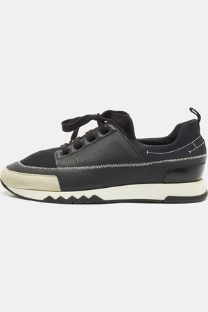 Hermès Neoprene and Leather Stadium Lace Up Sneakers Size 43.5
