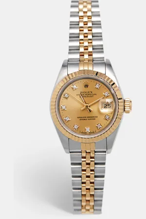 Rolex Champagne Diamond 18k Yellow Stainless Steel Datejust 69173 Women