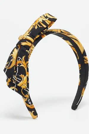VERSACE /Yellow Barocco Silk Bow Headband One Size