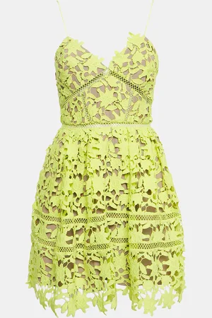 Self-Portrait Neon Lace Guipure Sleeveless Azaelea Mini Dress S