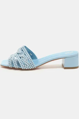 Gina Light Crystal Embellished Block Heel Slide Sandals Size 37.5