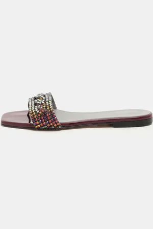 Gina Crystal Embellished Athena Slide Flats Size 38.5