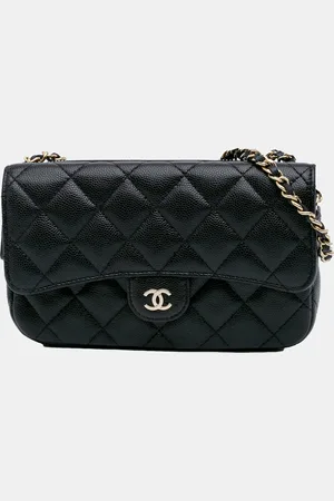 CHANEL CC Quilted Caviar Flap Phone Holder Wallet on Chain