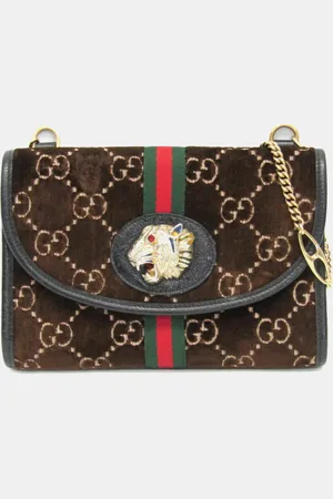 Gucci Rajah Suede Leather Shoulder Bag Black Dark