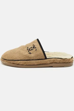 CHANEL Calf Hair CC Flat Mules Size 39