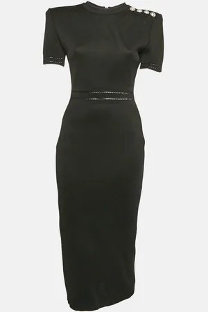 Balmain Pique Knit Bodycon Midi Dress M